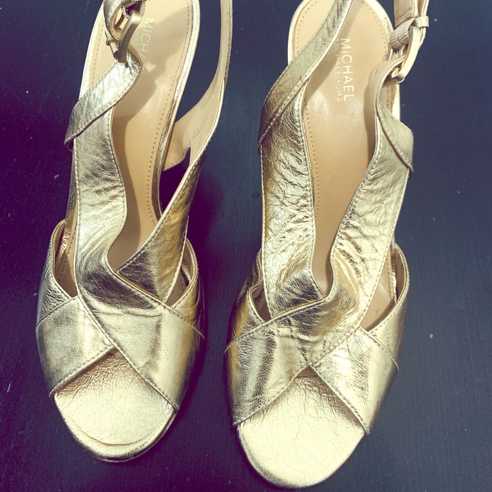 Michael Kors (worn 1x) gold dress heels